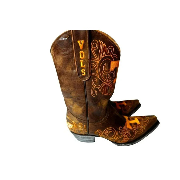 Gameday university of Tennessee vols brown distressed cowgirls boots for women - Picture 2 of 12